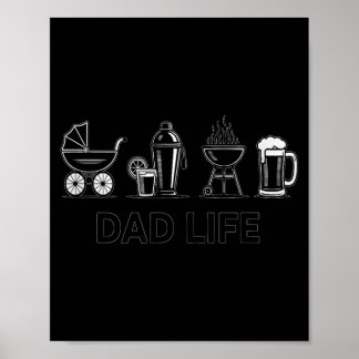Póster Dad Life Bottle Grill Beer Stroller Adorable Fathe