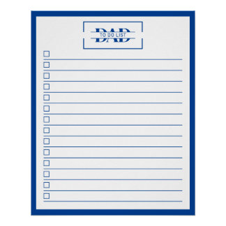 Póster Dad Modern Blue Monogram 20" x 25" To Do List
