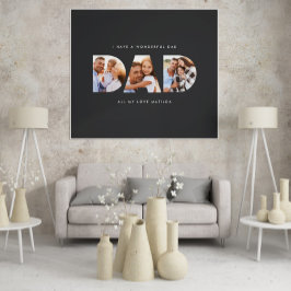 Póster Dad photo modern typography child gift black