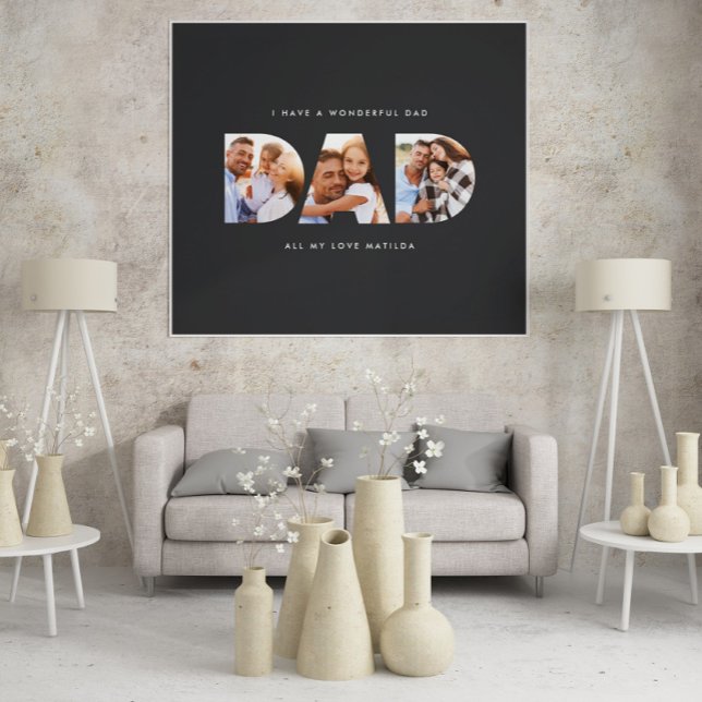 Póster Dad photo modern typography child gift black (Subido por el creador)