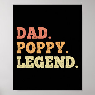 Póster Dad Poppy Legend Retro Vintage Funny Legendario
