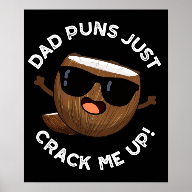 Póster Dad Punks Crack Me Up Funny Coconut Pun Dark BG (Frente)