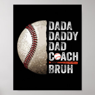 Póster Dada Daddy Dad Bruh Entrenador de béisbol Funny F