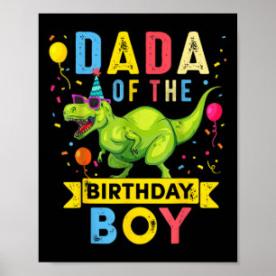 Póster Dada Del Niño De Cumpleaños T-rex Dinosaur Cumplea