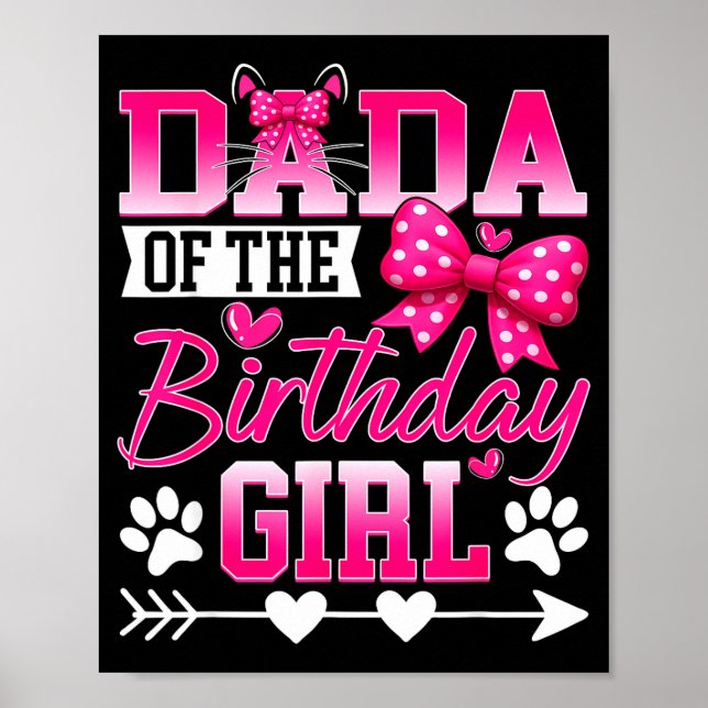 Póster Dada Of The Birthday Girl Cat Kitty Family Matchin (Frente)