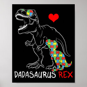 Póster Dadasaurus Rex Autism Awareness Orgulloso padre de