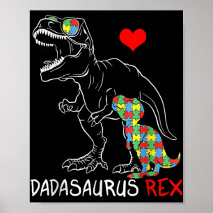 Póster Dadasaurus Rex Autism Awareness Orgulloso padre de