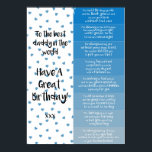 Póster Daddy Birthday Coupons<br><div class="desc">This blue heart design featuring 8 cut out tokens each with a sweet little rhyme would make the perfect personalised daddy gift for his birthday.</div>