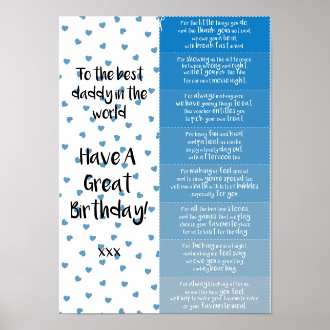 Póster Daddy Birthday Coupons (Frente)