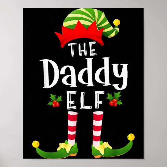 Póster Daddy Christmas Elf Matching Pajama X-mas Party  (Frente)