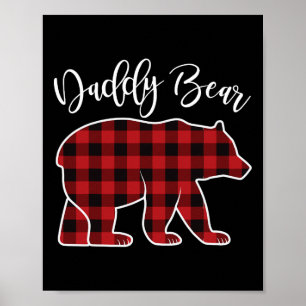 Póster Daddy Dad Bear Pajama Red Buffalo Xmas Familia Chr