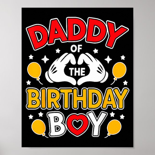 Póster Daddy Of The Birthday Boy Shirt Matching Dad Son F (Frente)