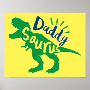 Póster Daddy Saurus T-Rex Silhouette