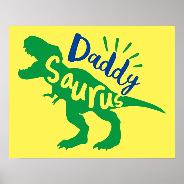 Póster Daddy Saurus T-Rex Silhouette (Frente)