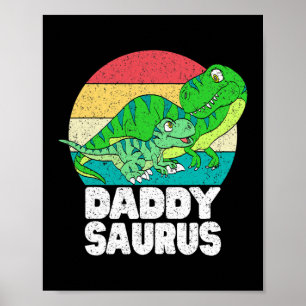 Póster Daddysaurus Dinosaur Daddy T Rex Baby Dino Family