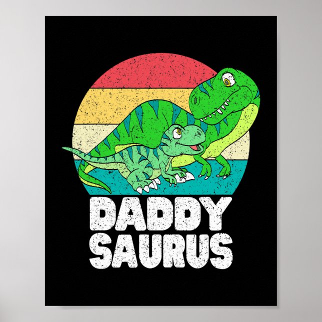 Póster Daddysaurus Dinosaur Daddy T Rex Baby Dino Family (Frente)