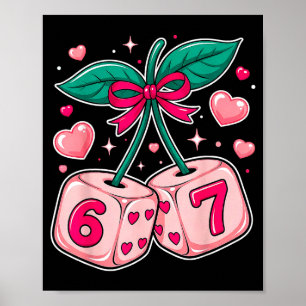 Póster Dados de cereza lindos San Valentín rosa Kawaii 67