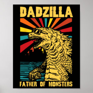 Póster Dadzilla Funny Padre De Los Monstruos Vintage Fath