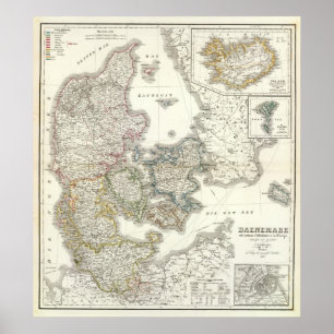 Póster Daenemark, Isla - Dinamarca, Islandia