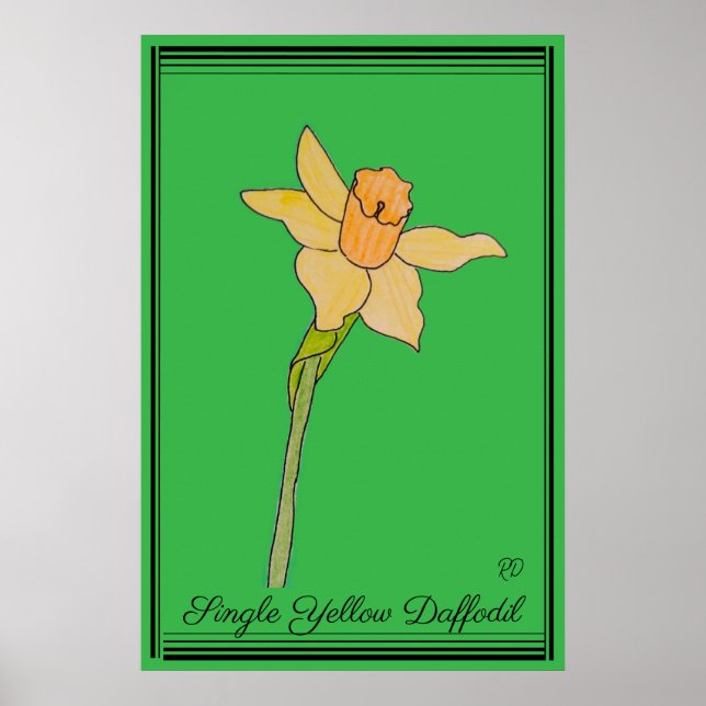 Póster Daffodil amarillo único Kelly Green (Frente)