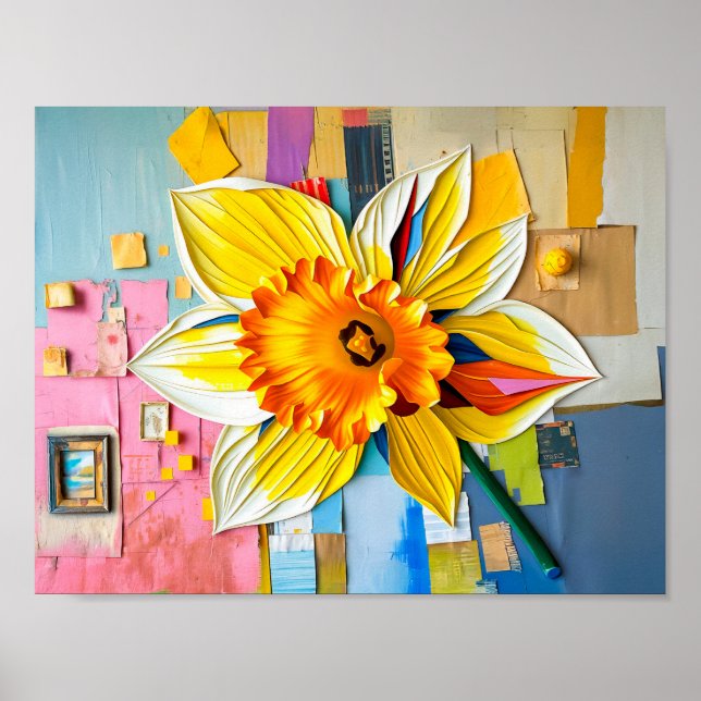 Póster Daffodil radiante en estilo abstracto moderno (Frente)
