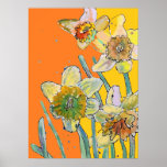Póster Daffodil Yellow Orange Flower Garden Poster<br><div class="desc">Beautiful Iris Flower Garden Poster. A glorious poster to compliment any decor,  taken from my own garden.</div>