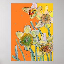 Póster Daffodil Yellow Orange Flower Garden Poster