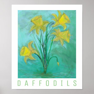 Póster Daffodils en primavera. Pintura acrílica y digital