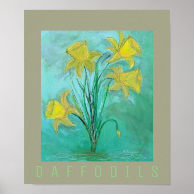 Póster Daffodils en primavera. Pintura acrílica y digital (Frente)