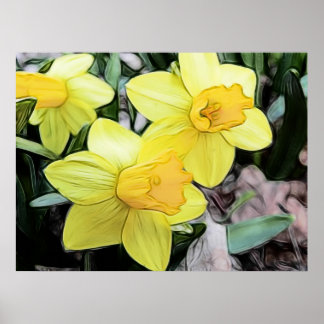 Póster Daffodis de primavera amarilla