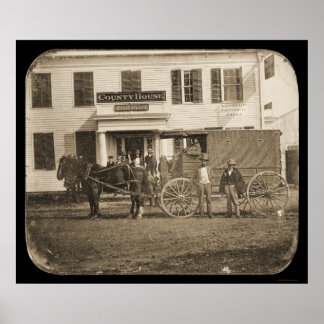 Póster Daguerrotipo de caballo y de carrito 1853