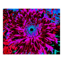 Póster Dahlia dramática de color rojo carmesí, púrpura y
