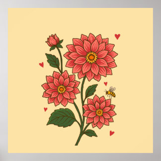 Póster Dahlia Flower