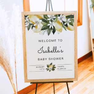Póster Dahlia - Lemon Citrus Floral Baby Shower Welcome