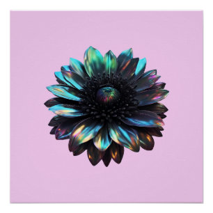 Póster Dahlia negra iridiscente holográfica