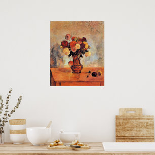 Póster Dahlias en un jarrón de cobre por Gauguin