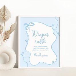 Póster Dainty Bow rifa de pañales azules dibujada a mano