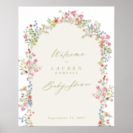 Póster dainty floral spring baby shower welcome sign