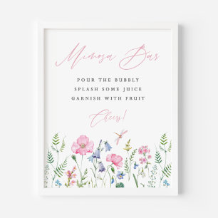 Póster Dainty Watercolor SPring Meadow Shower Mimosa Bar