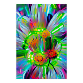 Póster Daisies abstractos neones con colores vivos