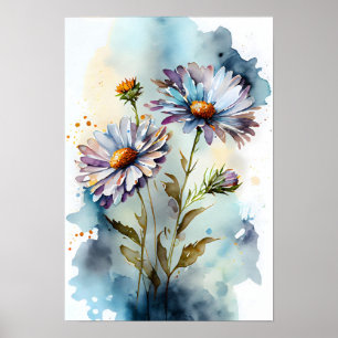 Póster Daisies acuarela