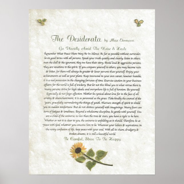 Póster Daisies cuidadosos de DESIDERATA (Frente)