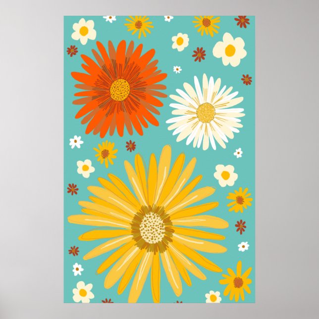 Póster Daisies Daisy Flowers Retro Art (Frente)