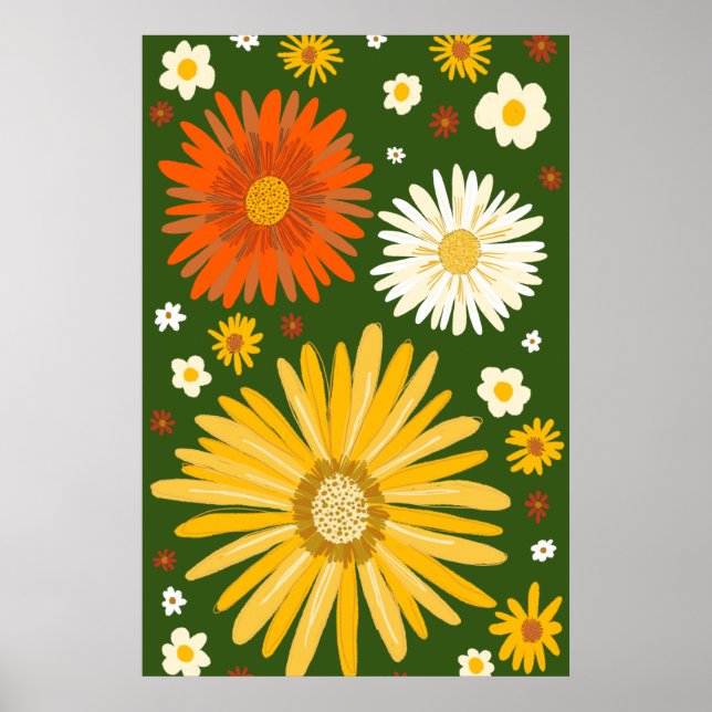 Póster Daisies Daisy Flowers Retro Art (Frente)