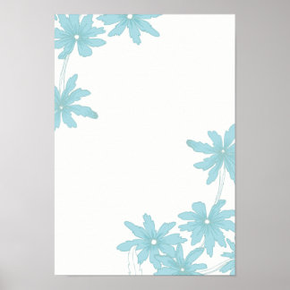 Póster Daisies de color azul claro