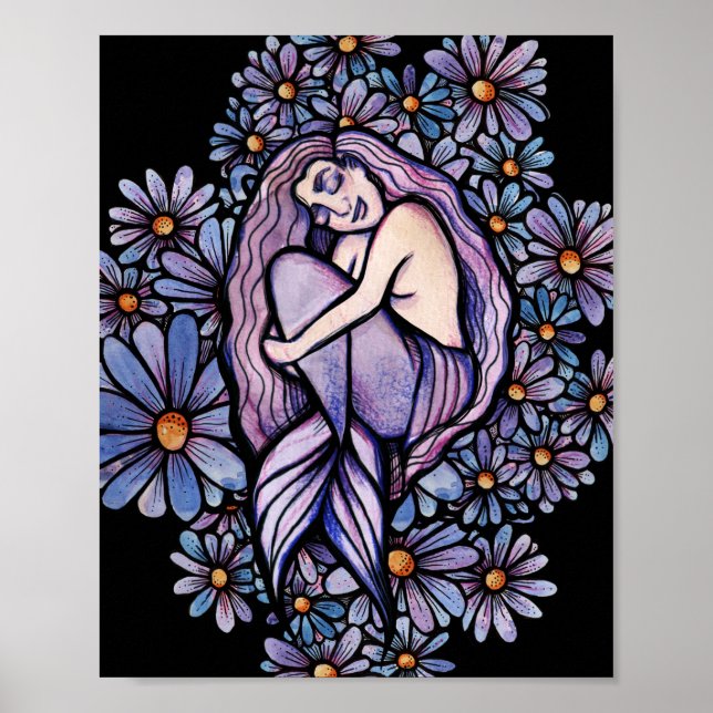 Póster Daisies morados Sirena de dormir (Frente)