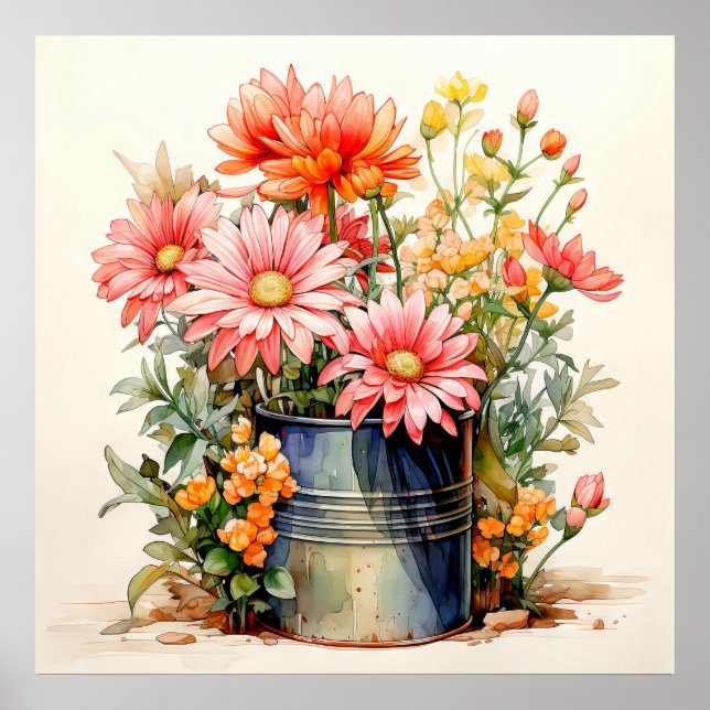 Póster Daisies recién recolectados en flor (Frente)