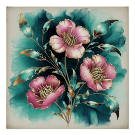 Póster Daisitas abstractas en ondas electromagnéticas