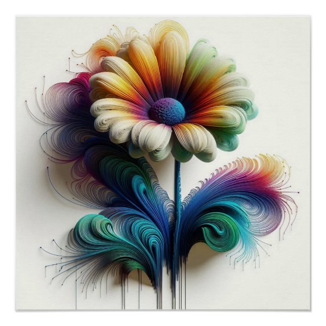 Póster Daisitas abstractas en ondas electromagnéticas (Anverso)