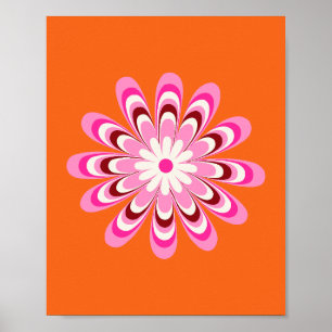 Póster Daisy 04 Naranja Y Rosa